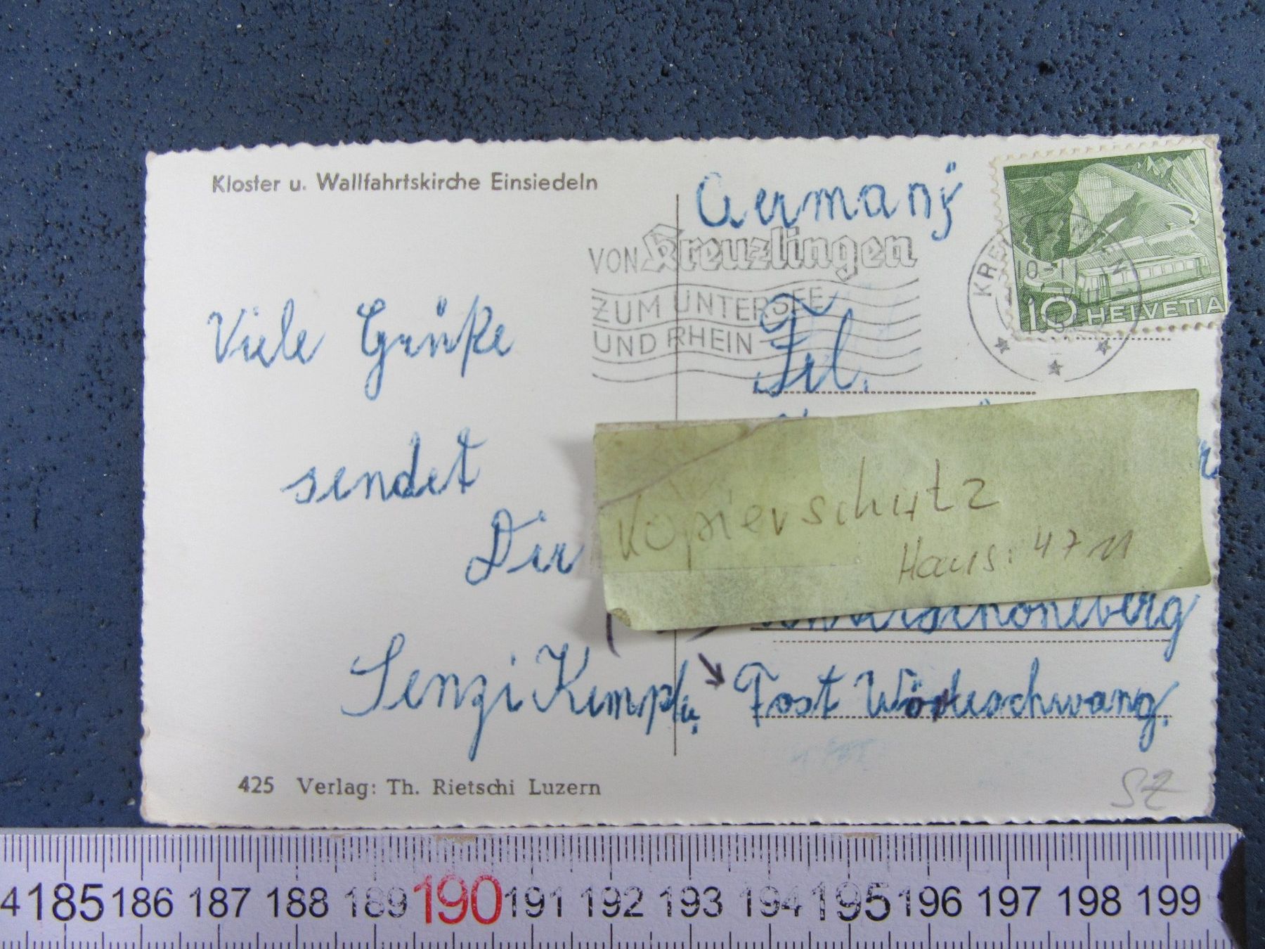 Cartoline postali: EINSIEDEL SZ 1955  AK GRUSS TAUBE – Usato da Ettingen venduto da Hausi4711 1