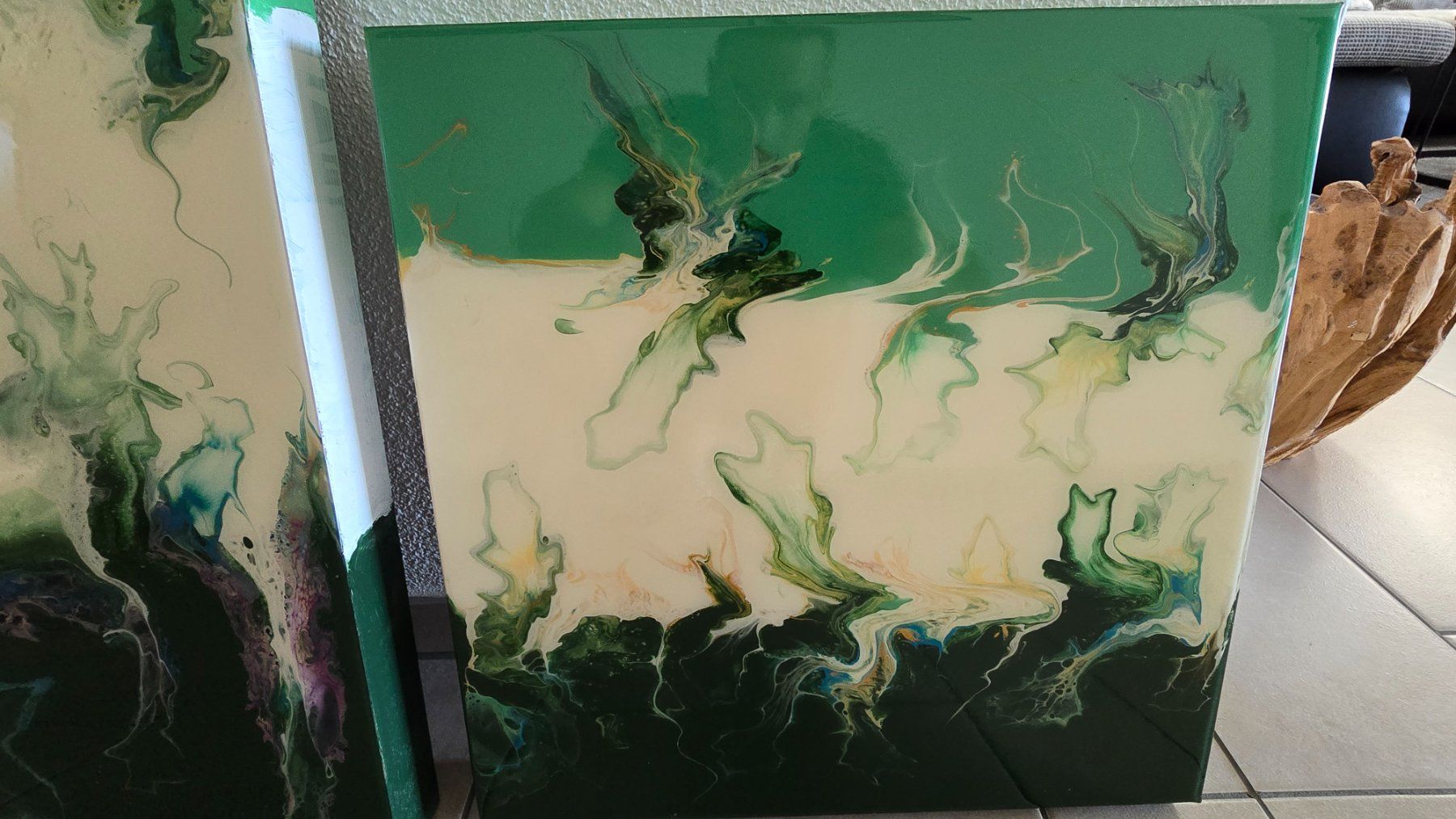 Tableaux: Pouring Acryl Set 3 teilig modern Kunst Gemälde Deko – Neuf (Voir description) à schneisingen par roger..top 1