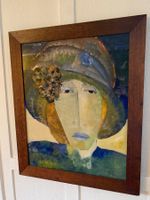 Rita Andermatt Hinterglasmalerei Kunstwerk  Le Chapeaux 1993