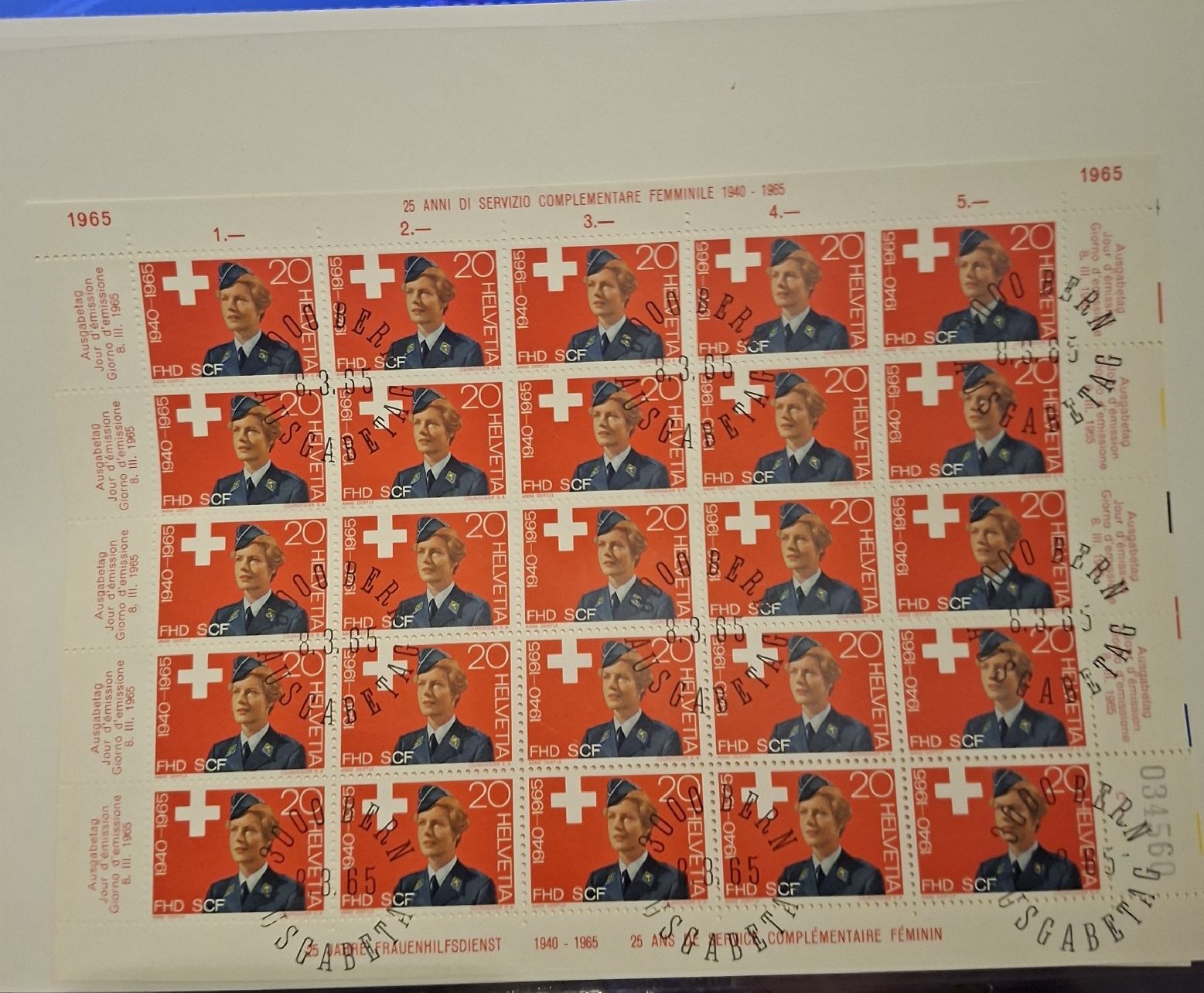 Tutti i francobolli: Bogenserie 1965 ET – Usato da Balgach venduto da SIMEON27 4