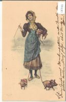 Modische Dame Femme mit kleinen Schweine