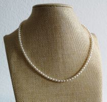 Süsswasserperle Kette, 3x4mm, weiss