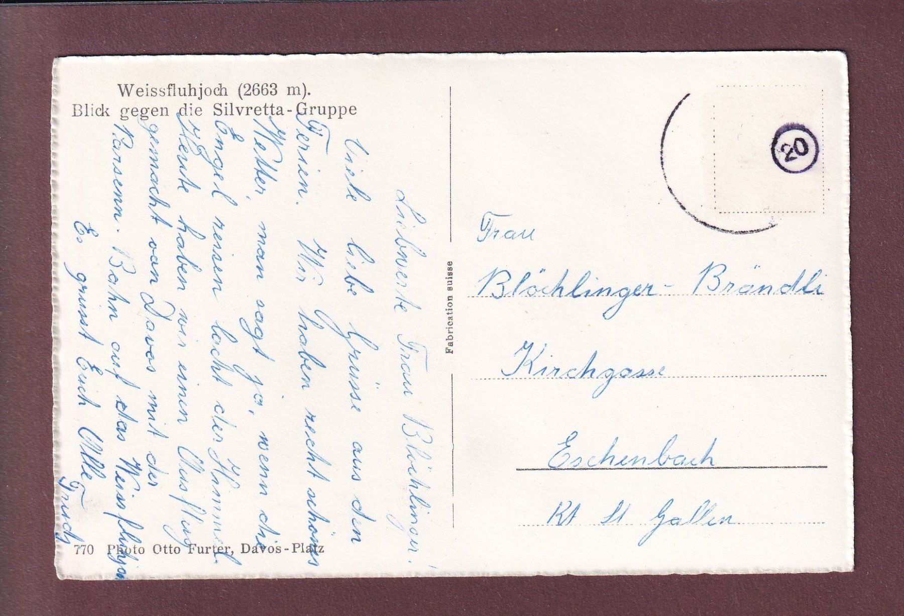 Cartoline postali: WEISSFLUHJOCH - Bahn – Usato da Pully venduto da nicecards 1