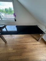 Esstisch Glas schwarz Metall Gestell rechteckig 220x90cm