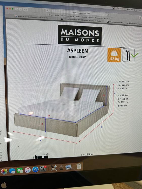 Maison du Monde Aspleen - Bett mit Leinenbezug 160x200 | Kaufen auf Ricardo