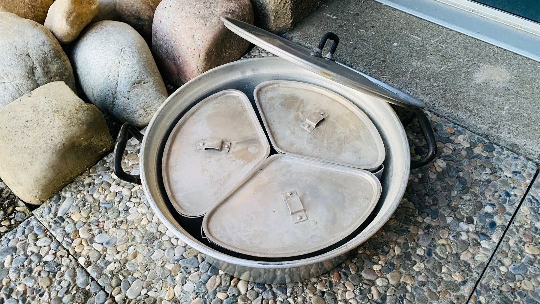 Padelle: Kochpfanne mit 3 Einsetzen – Usato da Pfaffnau venduto da JMWPerformance00 1