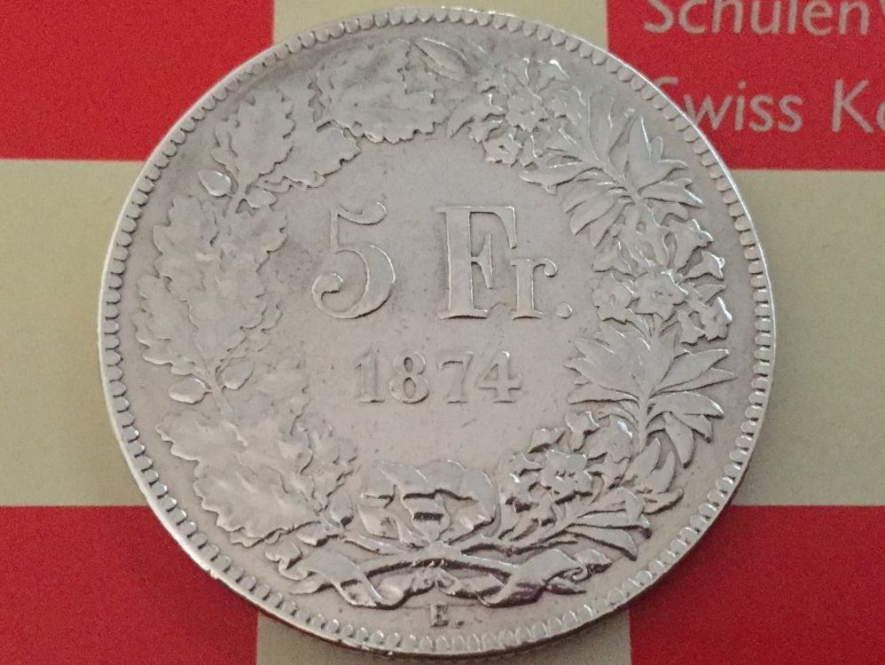 Tutti le monete: 5 Franken 1874B. ss+ mit Randfehler! – Usato da Elsau venduto da herbybay