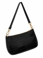 Handtasche schwarz Kroko-Optik mit goldfarbenen Details