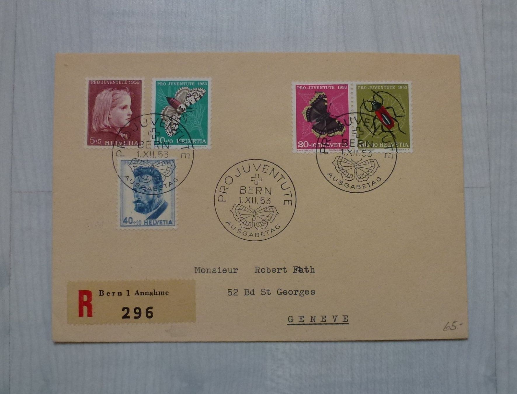 Alle Briefmarken: Pro Juventute FDC 1953, echt gelaufen – Gebraucht aus Walkringen von Casablanca777
