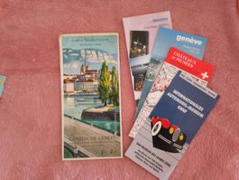Konvolut kanton Genf Karte mit Prospekten + Stadtplan Genève