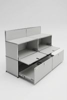 USM Haller Regal 2x2 T50 Lichtgrau, 2 Klapp-, 2 Ausziehtüren