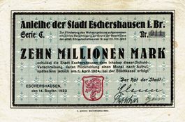 Eschershausen 10 Mil.Mark Serie B 14.09.1923 SS++-VZ