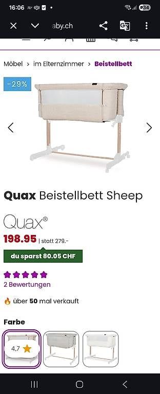 Betten: Quax Beistellbett Sheep – Gebraucht aus Zürich von Se_t75g 4