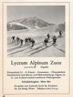 Vintage Reklame, Zuoz, Lyceum Alpinum,Ski,Wintersport,1958