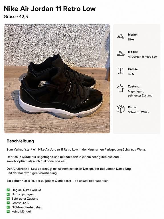 Herrenschuhe: Air Jordan 11 Retro Low – Gebraucht aus Studen BE von ram_27zy