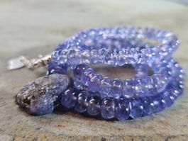 Tansanit Kette 925 Silbe Tansanitkette Schmuck natürlich Roh