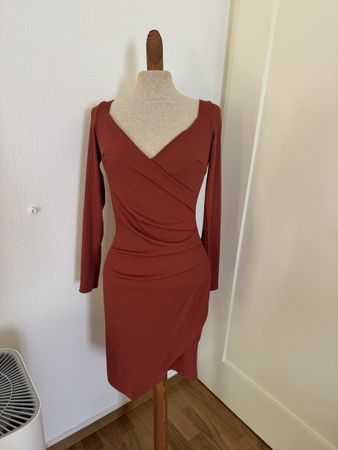 Schickes, rotes Herbstkleid, Langarm, Grösse S/36, neu!