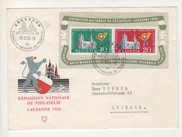 NABA Lausanne 1955 Sonderbrief Block 15/W35 Katwert: 100.00