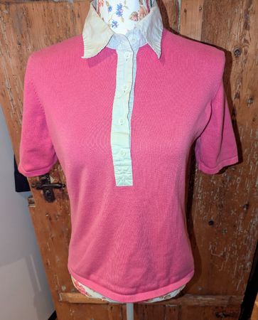 Pinkes Strick Poloshirt Gr. 38 - Public - Kurzarm Baumwolle