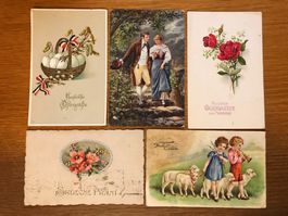5x antike Postkarten