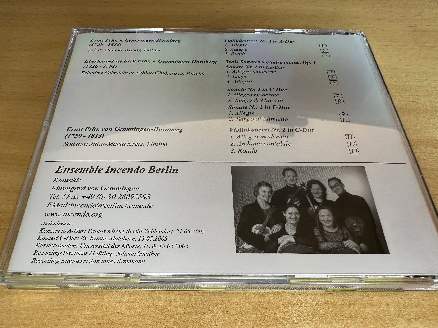 CDs: Ernst & Eberhard-Friedrich von Gemmingen - Violinkonzert 1&2 – Gebraucht aus Rikon im Tösstal von Alpenmutz 1