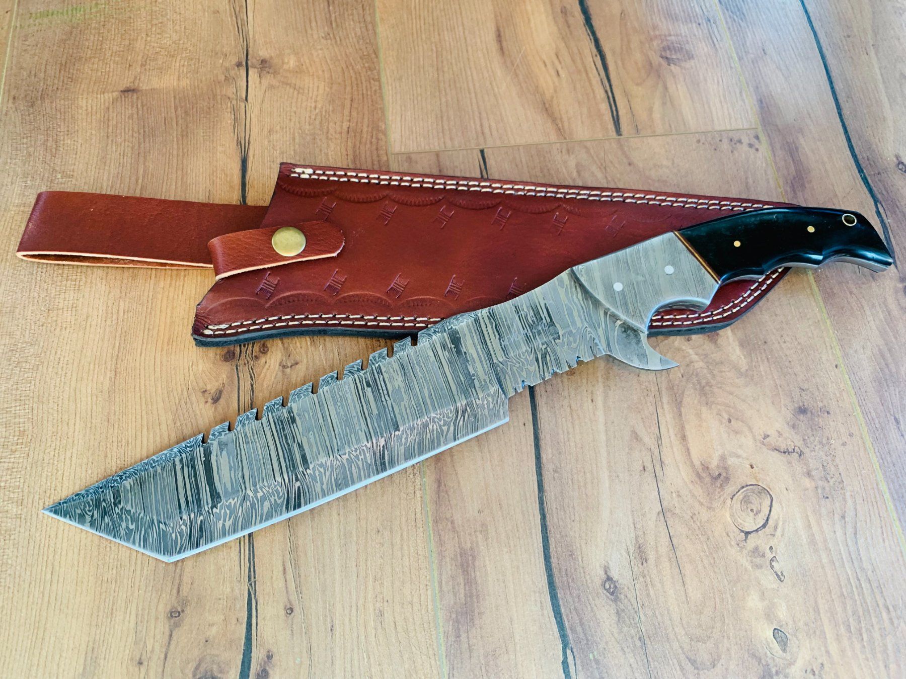 Zubehör: Damast Messer feststehend HANDMADE 37cm schmid No. 04 – Neu und originalverpackt aus Bergdietikon von shopAgent 4