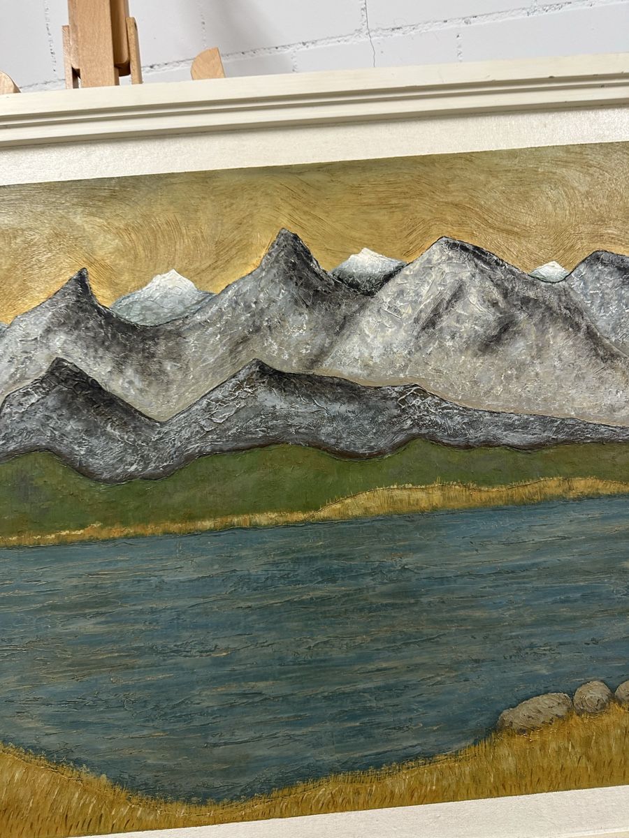 Dipinti: Grosses Gemälde Alpenlandschaft mit See E. Burri 85   – Usato da Ebikon venduto da Gaenggeliwaar 4