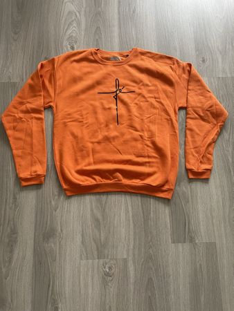 Orange Pullover mit Aufdruck, Grösse L, Neu!