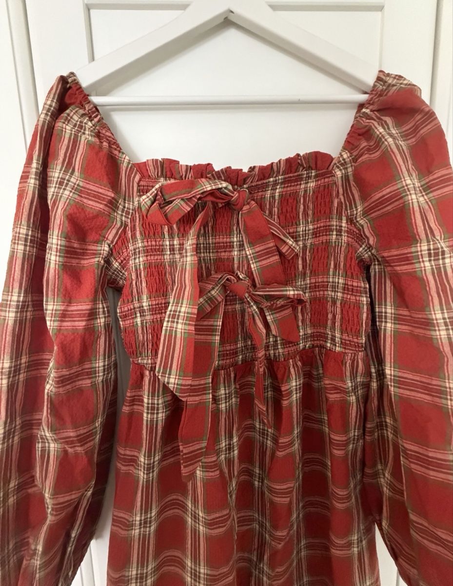 Vestiti: Plaid Dress red checked square neck long sleeve – Nuovo (secondo la descrizione) da Winterthur venduto da LarissaChiara27 2