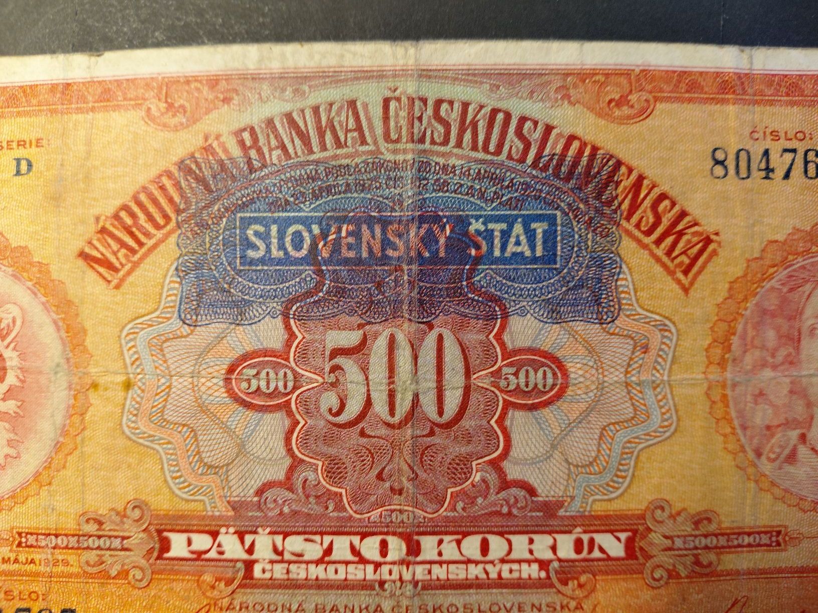 Banconote: Slowakei 500 Korun 1939 - kein Specimen – Usato da Bern venduto da scottie3014 4