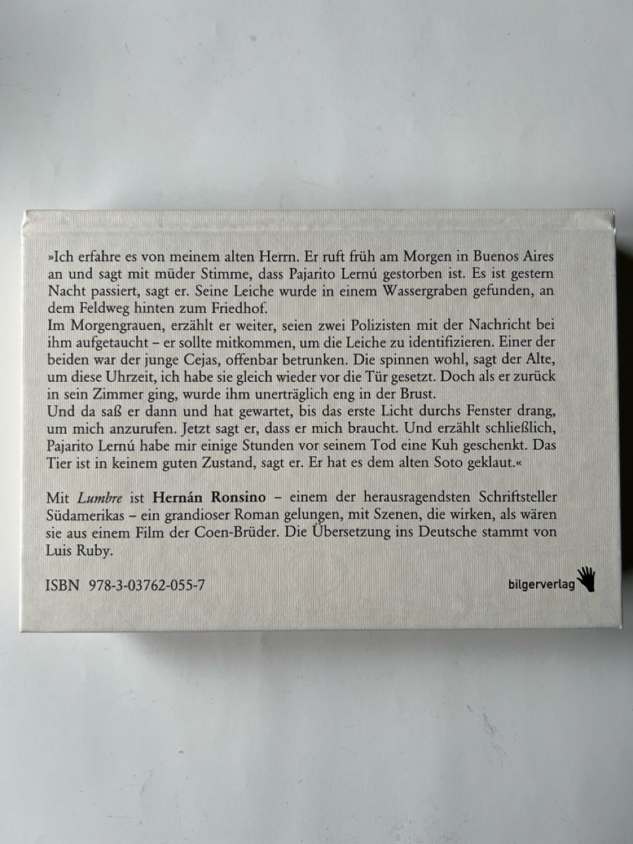 Libri: Hernan Ronsino Lumbre bilgerverlag – Usato da Luzern venduto da nochnichtaltpapier 1