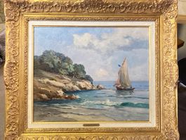 DJAKELI Georges 1868-1938 Uferszene mit Segelboot signiert