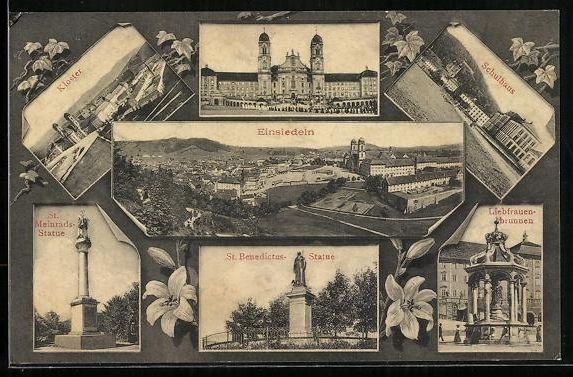 Cartoline postali: Einsiedeln, Kirche, Schulhaus, Kloster,  – Usato da Berlin venduto da bartko-reher