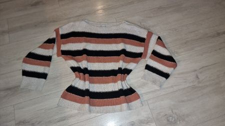 Trendiger Strickpullover, gestreift, Gr. L 