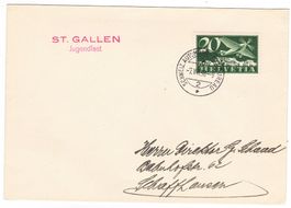 Lettre de St.Gallen BPA A169 pour Schaffhausen le 7.VII.38