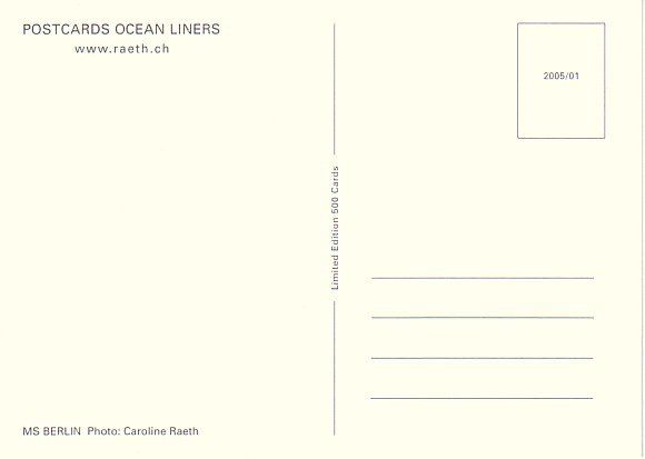 Cartoline postali: MS Berlin, Peter Deilmann – Usato da Zuerich venduto da OceanLinerPostcards 1