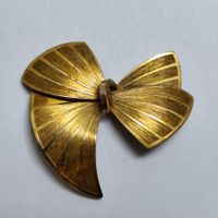 Vintage Modernist Schleife Brosche – Goldfarben Struktur C3