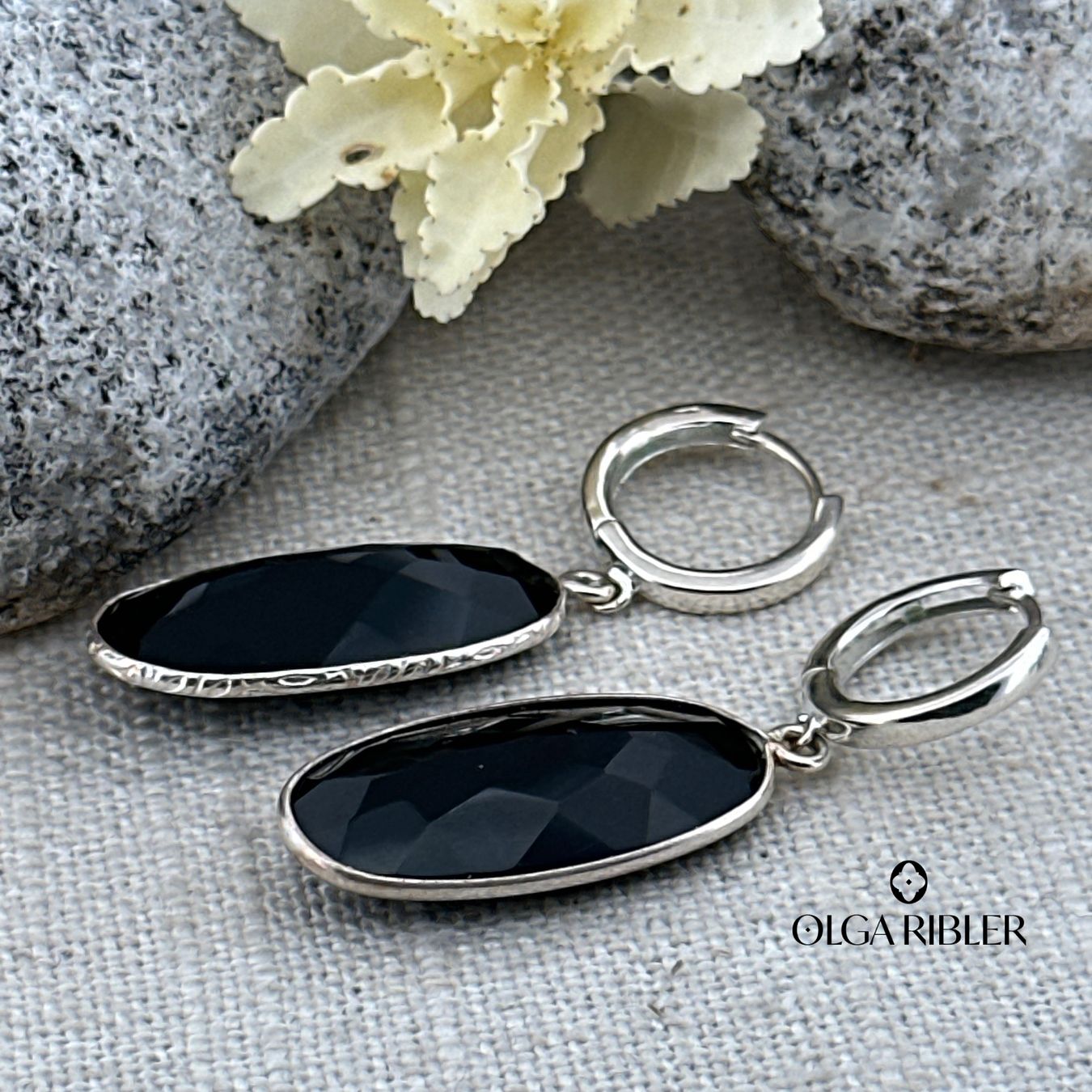 Olga Ribler Orecchini pendenti & Orecchini a lobo: Silberohrringe mit Onyx – Nuovo (secondo la descrizione) da Luzern venduto da MonikaS03