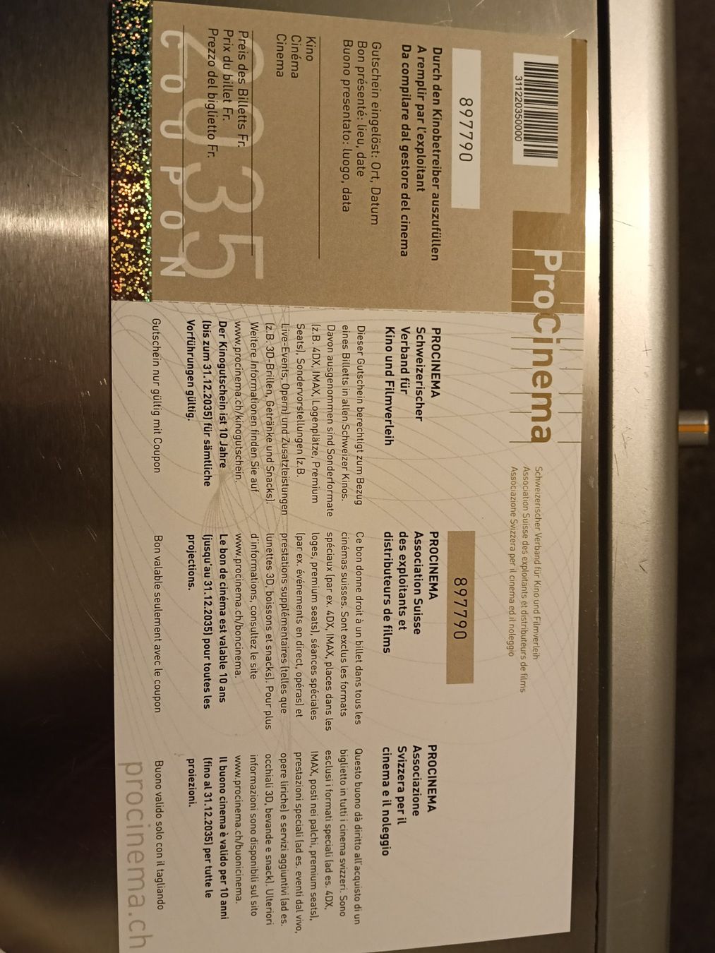 Gutscheine: Kinogutscheine – Neu und originalverpackt aus Schötz von zuljin 1