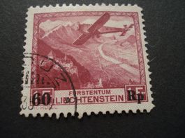 Alte Flugpostmarke Liechtenstein, o, mit Überdruck