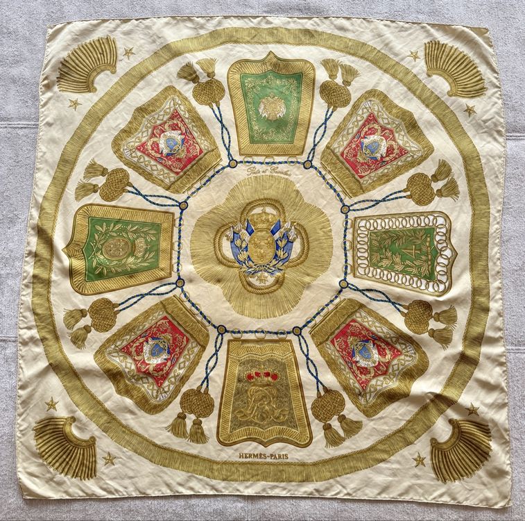 Foulard Carré Hermès 100% Soie - Poste Et Cavalerie - Vintage Fait Main