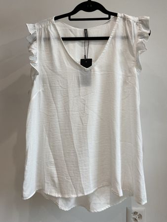 Joli t-shirt blouse blanche à volants taille XL neuf