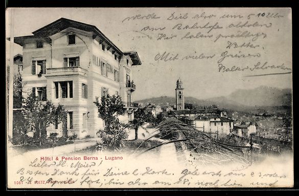 Ansichtskarten: AK Lugano, Hotel, Pension Berna – Gebraucht aus Berlin von bartko-reher