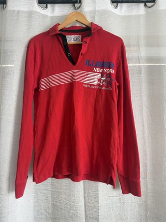 Polo Ralph Lauren rouge, manches longues, taille S Vintage