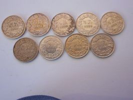 9 x 50 Rp. 1950 - 1959 silber