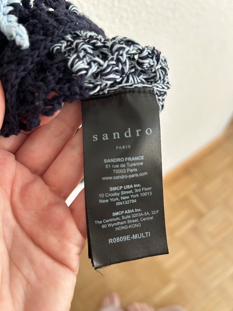 Sandro Vestiti: Robe Sandro Paris, crochet noir et bleu, taille 1 – Nuovo (secondo la descrizione) da Morges venduto da cat_6cm9 3