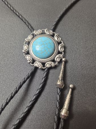 1) BoloTie Westernkrawatte Türkis Southwest-Style Silber Neu