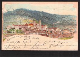 ^Lithografie Gruss aus Einsiedeln , gel 1901