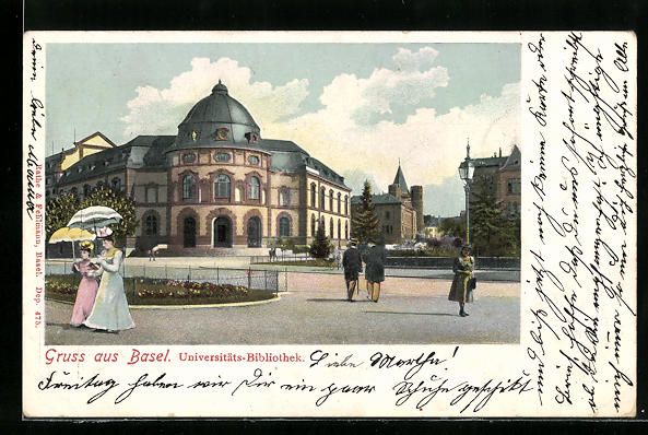 Cartoline postali: AK Basel, Universitäts-Bibliothek, 1901 – Usato da Berlin venduto da bartko-reher