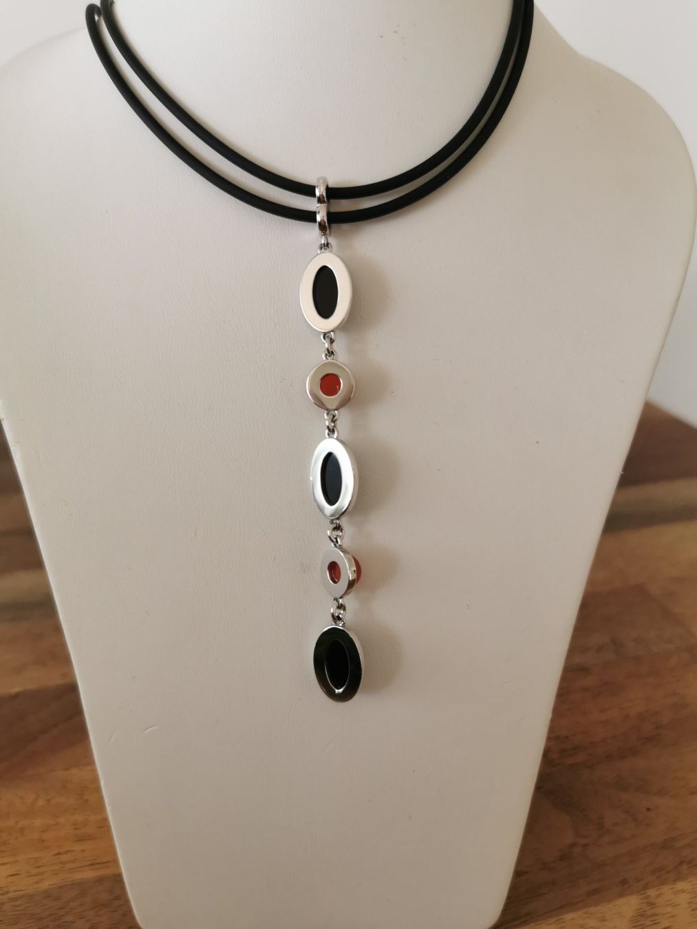 Colliers: Silber Collier mit Onix und Carneol Cabochon – Neuf avec emballage d'origine à Dierikon par Buntspecht-10 2
